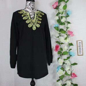 MUDPIE Black Long Sleeve Tunic Top Size Small
